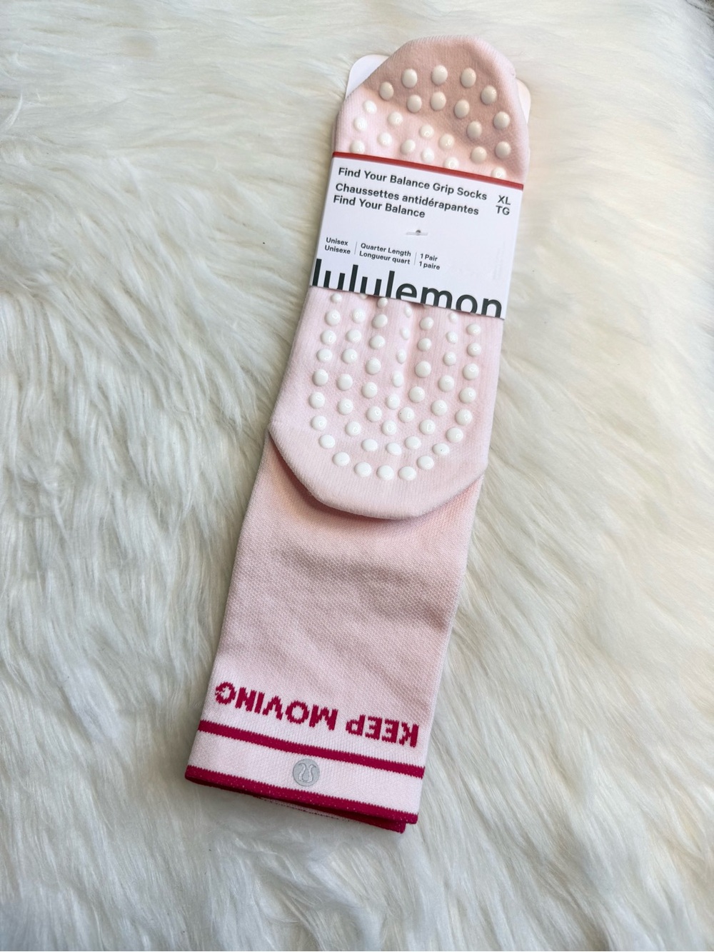 Lululemon Find Your Balance Grip Socks Pink PIAR Size XL New